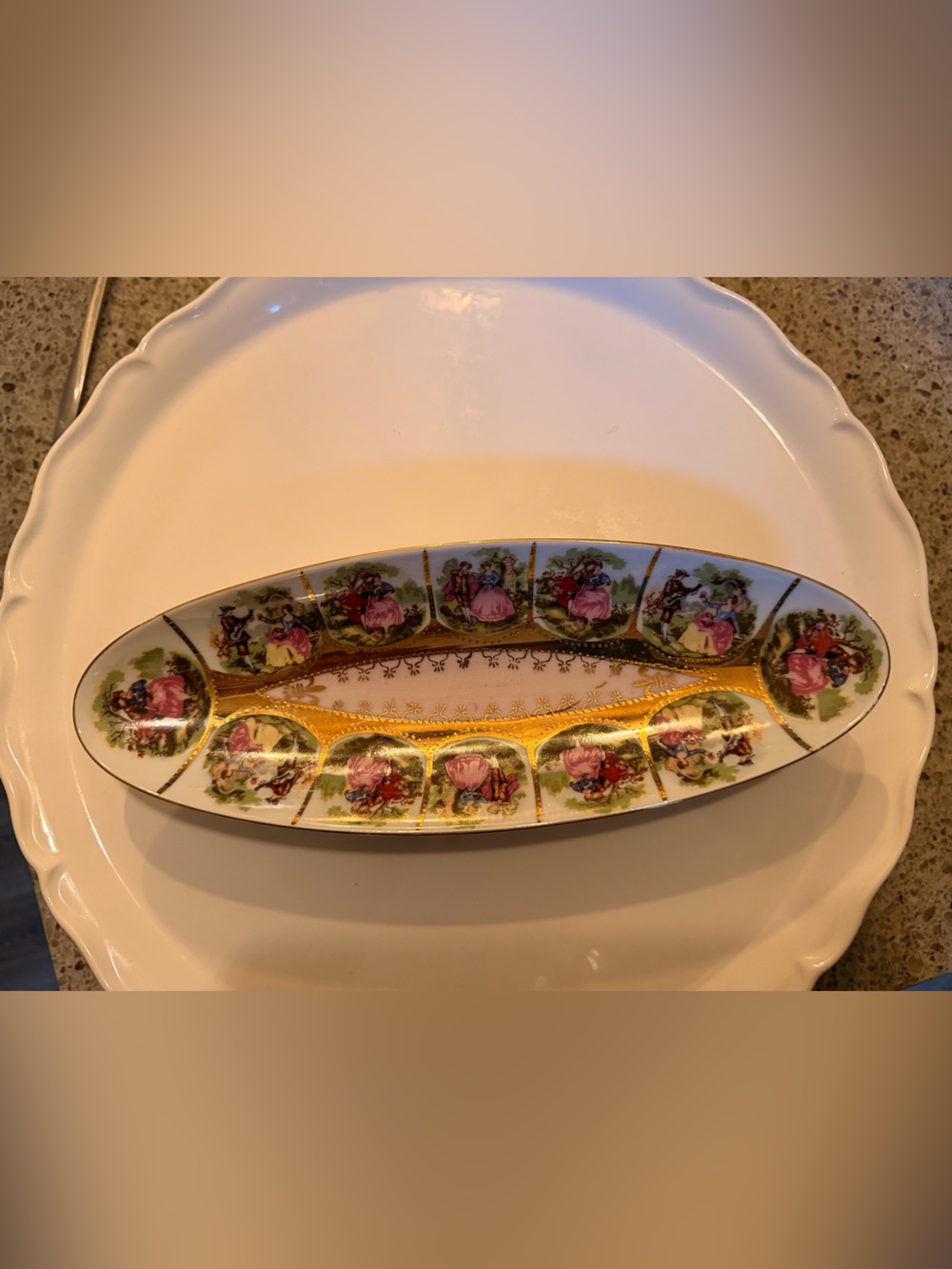 Royal Vienna Arnart Imports Relish Dish, Courting Couples - c.1950+